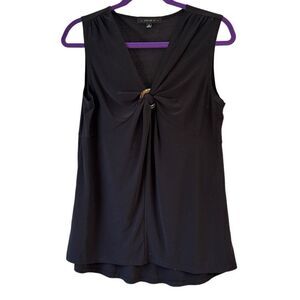 Atelier 29 Women's Black Front Knot V-Neck Sleeveless Blouse Size Medium
